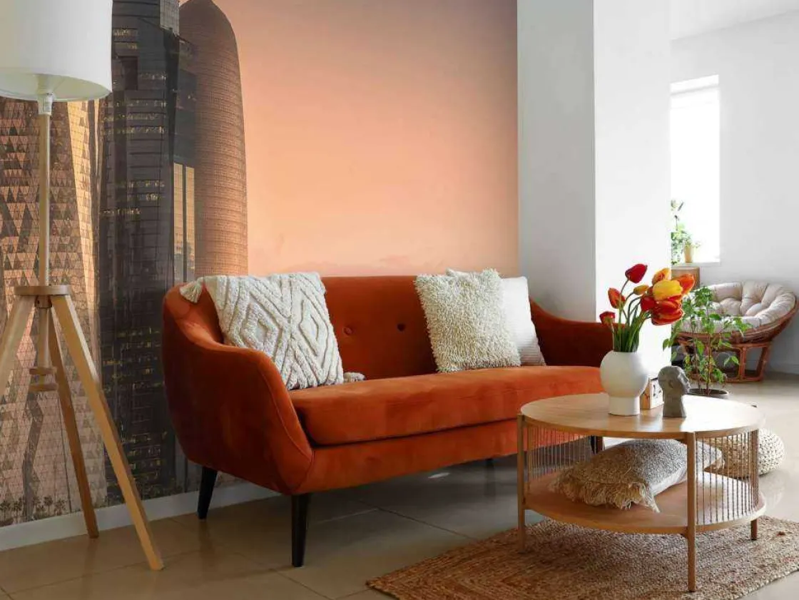 skyline_van_doha_in_de_av_2.webp Discount Skyline van Doha in de avond fotobehang Architectuur