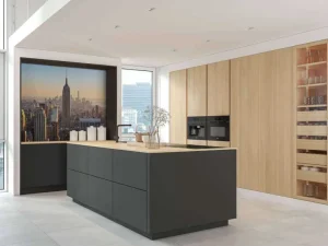 Online Skyline van New York bij zonsopkomst fotobehang Architectuur