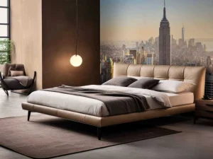 Online Skyline van New York bij zonsopkomst fotobehang Architectuur