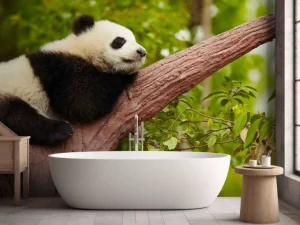 Outlet Slapende panda in een boom fotobehang Dieren