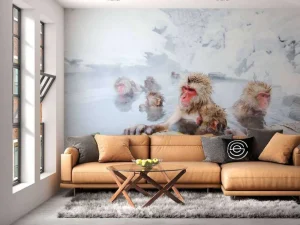 Discount Sneeuwapen genieten van het warme water fotobehang Dieren