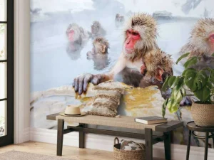 Discount Sneeuwapen genieten van het warme water fotobehang Dieren