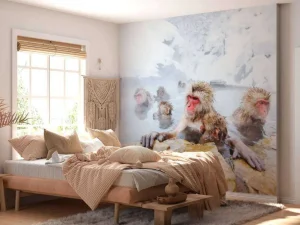 Discount Sneeuwapen genieten van het warme water fotobehang Dieren