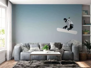 Fashion Snowboarder maakt een hoge sprong fotobehang Tienerkamer | Sport