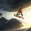 Hot Snowboarder maakt een sprong bij zonsondergang fotobehang Tienerkamer | Sport