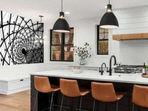 New Spiraalvormige architectuur in zwart-wit fotobehang Architectuur | 3d