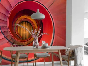 Sale Spiraalvormige rode trap fotobehang Kunst & Design | Architectuur