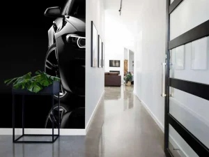 Clearance Sportauto met een zwarte achtergrond fotobehang Kinderkamer | Transport