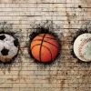 Sale Sportballen in een muur fotobehang Kinderkamer | Sport