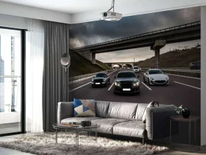 Hot Sportwagens op de snelweg fotobehang Kinderkamer | Transport