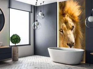 Online Starende Leeuw Close-Up fotobehang Dieren
