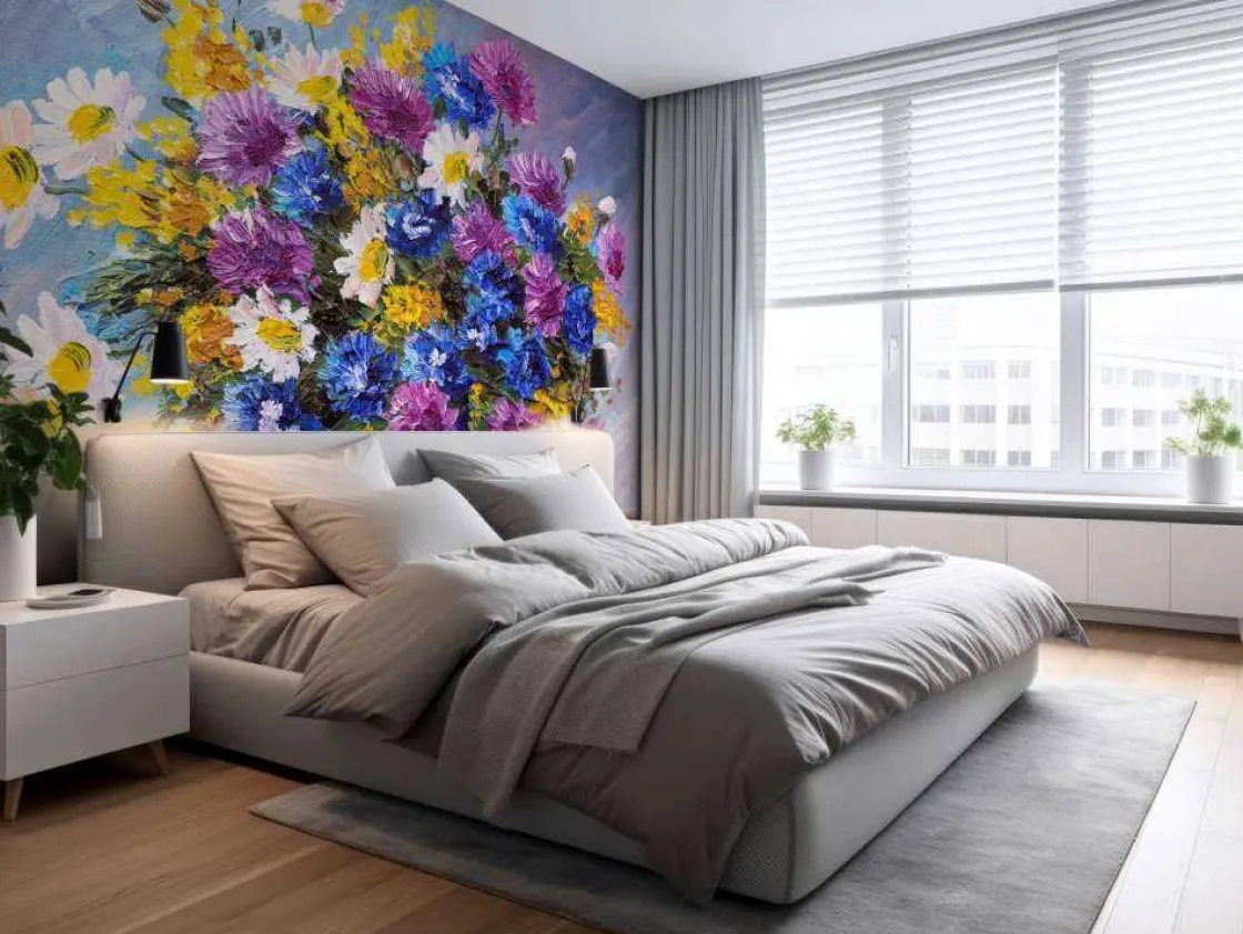 stilleven_van_een_vaas_me_9.webp Hot Stilleven van een vaas met kleurrijke bloemen fotobehang Bloemen | Kunst & Design