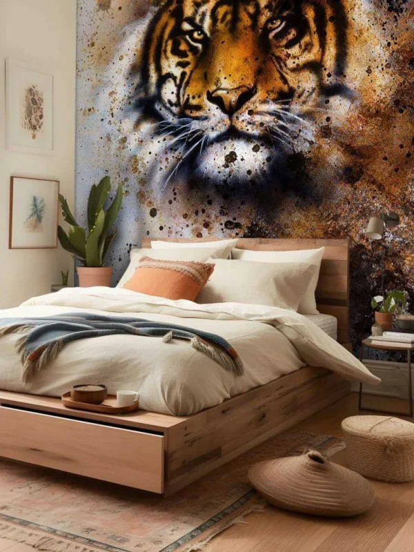 New Stoere tijger schilderij fotobehang Tienerkamer