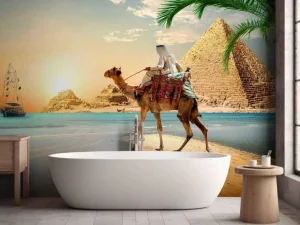 Hot Strand in de woestijn design fotobehang Dieren