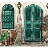 Best Tekening van een Mediterraans huis fotobehang Kunst & Design | Architectuur