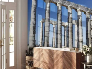 Online Tempel van Poseidon fotobehang Architectuur