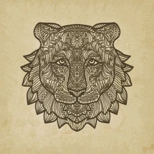 New Tijger hoofd met een grunge achtergrond+ fotobehang Hobbykamer | Gang