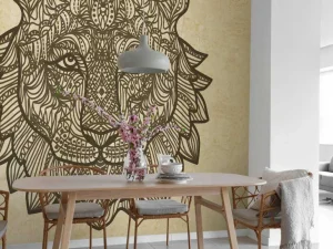 New Tijger hoofd met een grunge achtergrond+ fotobehang Hobbykamer | Gang