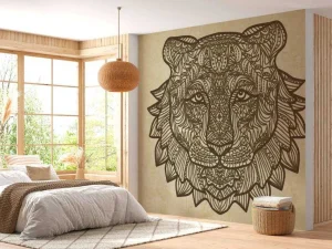 New Tijger hoofd met een grunge achtergrond+ fotobehang Hobbykamer | Gang