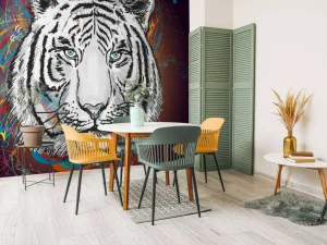 New Tijger in de ruimte vector fotobehang Tienerkamer | Kinderkamer