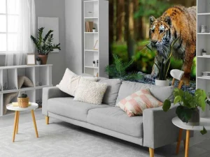Discount Tijger op een rivier fotobehang Dieren