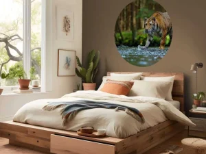 Discount Tijger op een rivier fotobehang Dieren