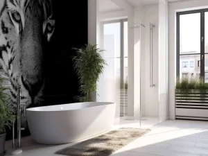 Outlet Tijger op zwarte achtergrond fotobehang Dieren