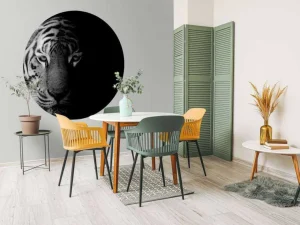 Outlet Tijger op zwarte achtergrond fotobehang Dieren