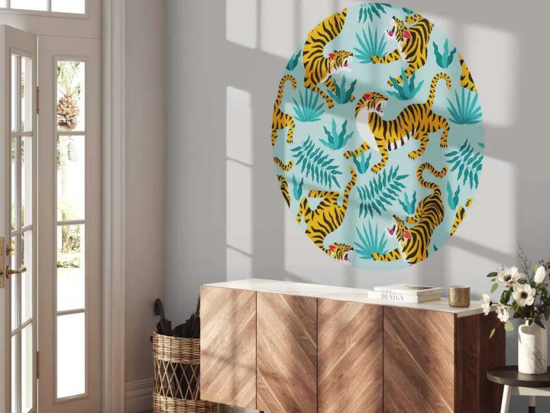 tijger_print_met_een_blau_5.webp Outlet Tijger print met een blauwe achtergrond fotobehang Tienerkamer | Kinderkamer