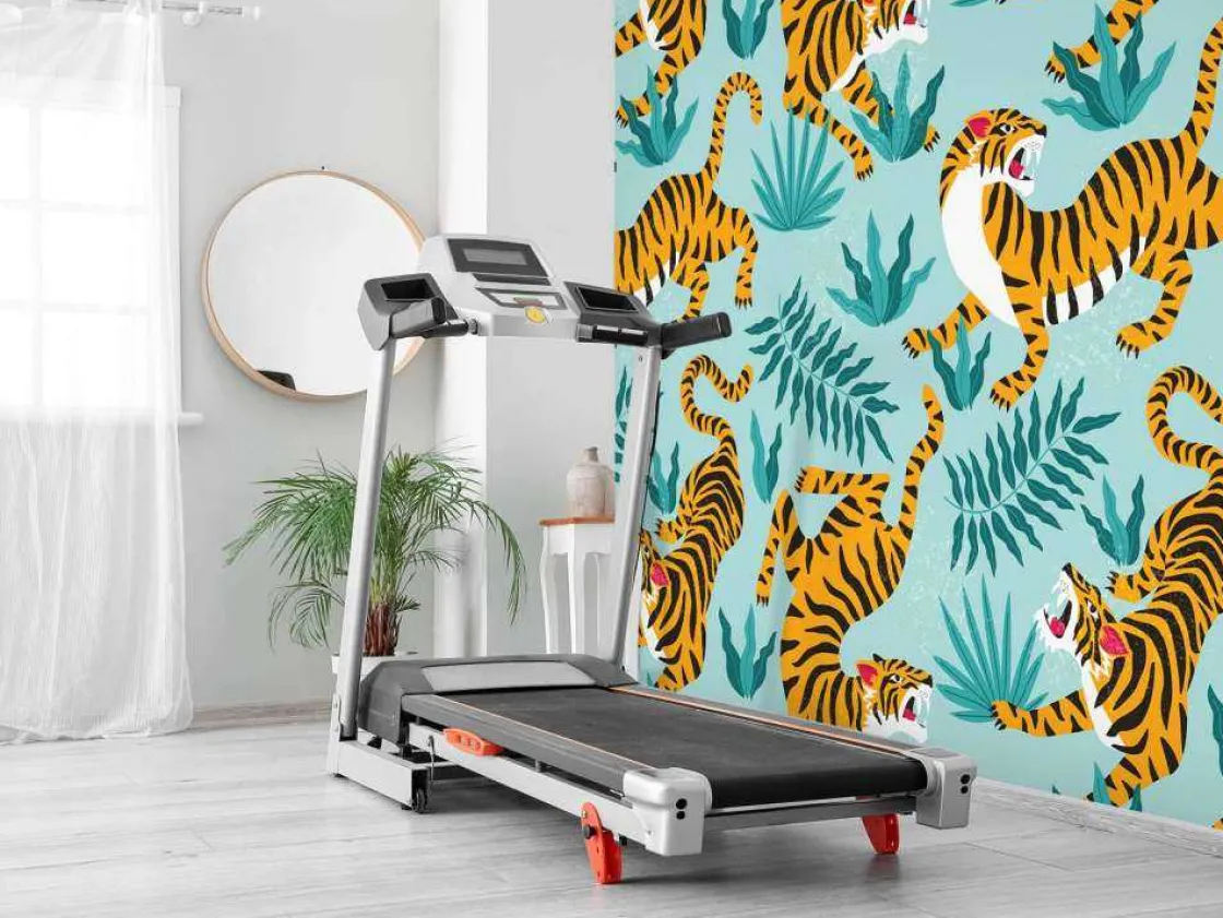 tijger_print_met_een_blau_6.webp Outlet Tijger print met een blauwe achtergrond fotobehang Tienerkamer | Kinderkamer