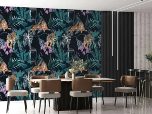 Fashion Tijgers, bladeren en bloemen Bloemen