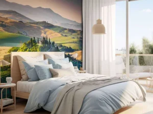 Online Toscaans landschap met wijngaarden fotobehang Bloemen