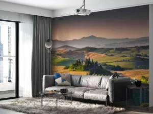 Online Toscaans landschap met wijngaarden fotobehang Bloemen