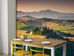 Online Toscaans landschap met wijngaarden fotobehang Bloemen