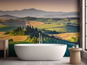 Online Toscaans landschap met wijngaarden fotobehang Bloemen