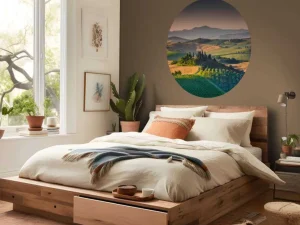 Online Toscaans landschap met wijngaarden fotobehang Bloemen