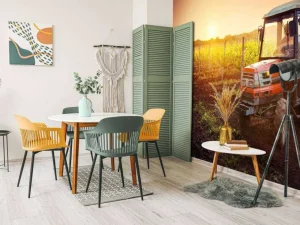 Sale Tractor bij zonsondergang fotobehang Kinderkamer | Transport