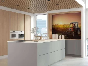 Sale Tractor bij zonsondergang fotobehang Kinderkamer | Transport