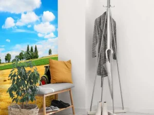 New Tractor verplaatst hooibalen fotobehang Transport | Steden