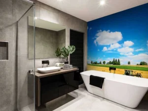 New Tractor verplaatst hooibalen fotobehang Transport | Steden