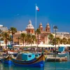 Outlet Traditionele boten in de haven van Marsaxlokk, Malta fotobehang Transport | Architectuur