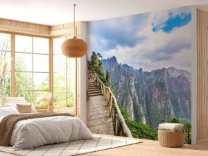 Discount Trap langs een berg fotobehang Architectuur
