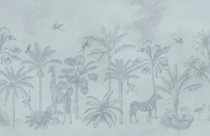 Hot Tropisch dierenjungle blauw Kinderkamer