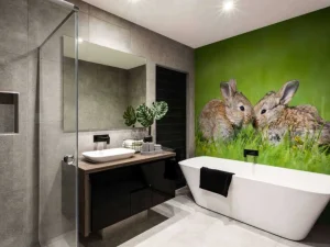 Hot Twee baby haasjes in het gras fotobehang Babykamer | Dieren