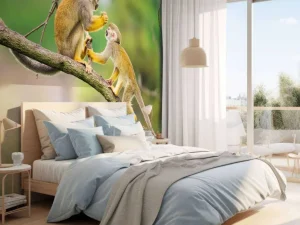 Sale Twee doodshoofdaapjes op een tak fotobehang Dieren