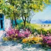 Online Uitzicht vanaf een tuin schilderij fotobehang Kunst & Design