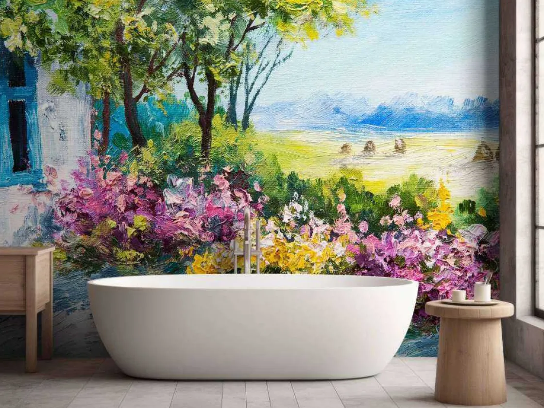 uitzicht_vanaf_een_tuin_s_8.webp Online Uitzicht vanaf een tuin schilderij fotobehang Kunst & Design