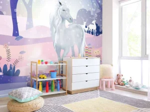 New Unicorn in de sneeuw Kinderkamer | Dieren