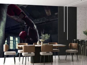 Sale Vechtsport training in een donkere ruimte fotobehang Tienerkamer | Sport