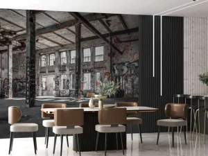 Outlet Verlaten pakhuis met graffiti fotobehang Architectuur | 3d
